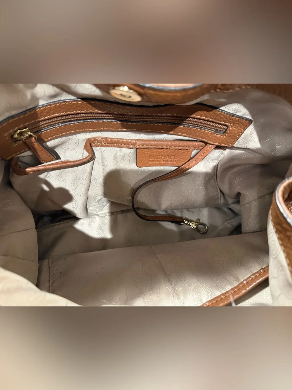 Michael Kors Cognac Pebbled Leather Hobo with Gold Hardware